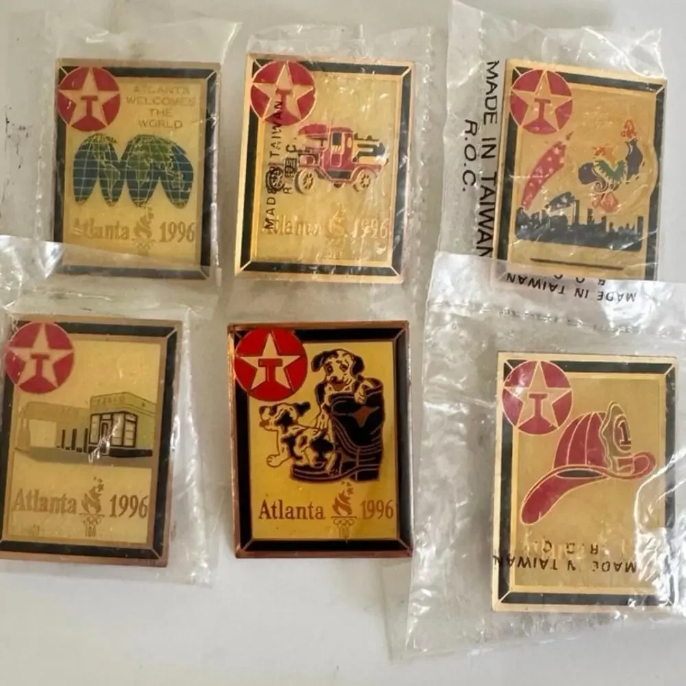 Vintage 1996 Texaco Olympic Pin Set of 6 Atlanta Enamel Collectors Memorabilia - Picture 1 of 10